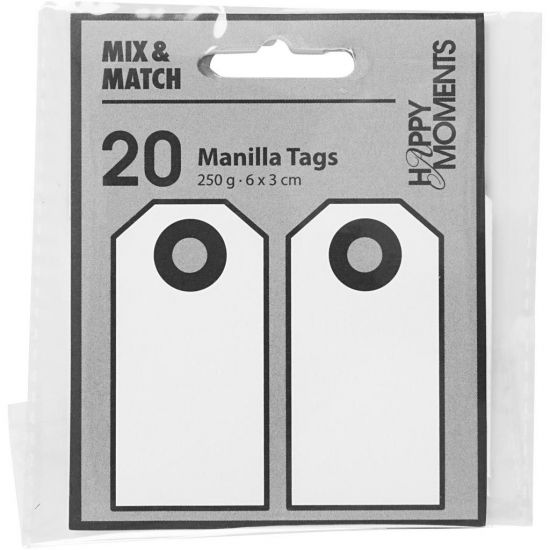 Set 20 tag-uri din carton 250 g/m2 embosat - Manilla White