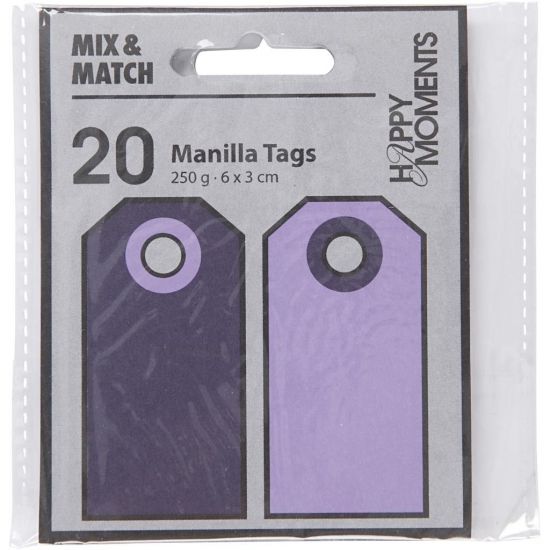 Set 20 tag-uri din carton 250 g/m2 embosat, cu doua fete uni - Lilac / Dark Llilac