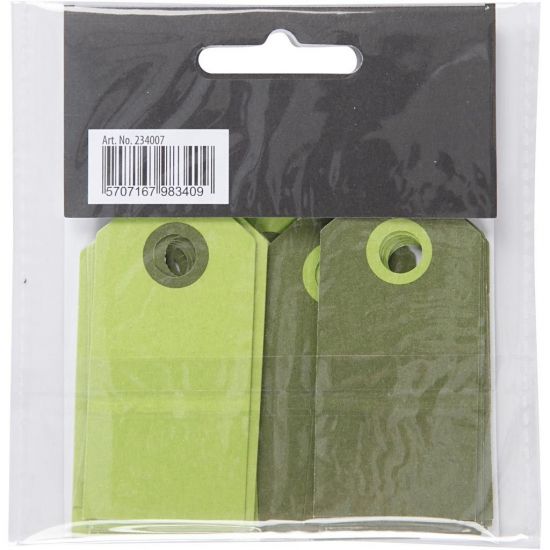 Set 20 tag-uri din carton 250 g/m2 embosat, cu doua fete uni - Lime Green / Dark Green