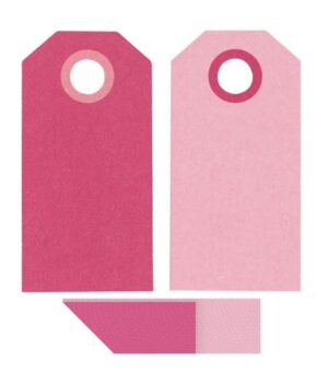 Set 20 tag-uri din carton 250 g/m2 embosat, cu doua fete uni - Pink / Rose