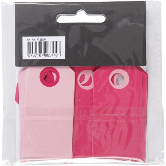 Set 20 tag-uri din carton 250 g/m2 embosat, cu doua fete uni - Pink / Rose