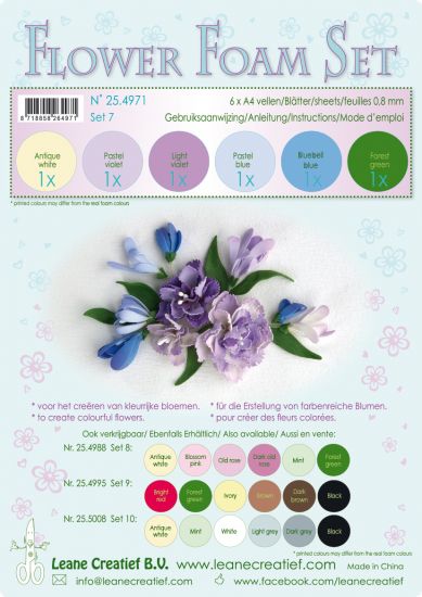 Set 6 coli Flower Foam 0,8 mm - Pastel Blue/Violet Colours Set 7