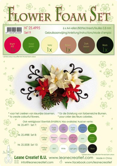 Set 6 coli Flower Foam 0,8 mm - Brown/Red/Green Colours Set 9