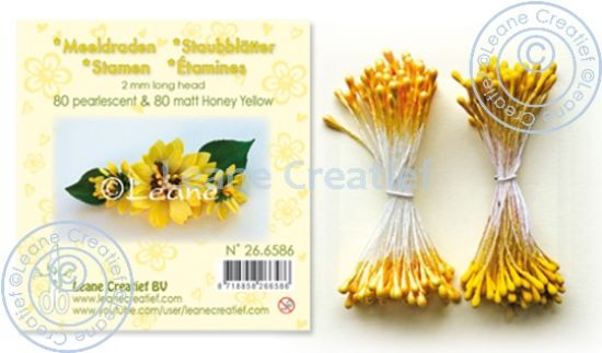 Set 80 + 80 stamine cu cap de 2 mm, pentru flori - Honey Yellow matt & pearl