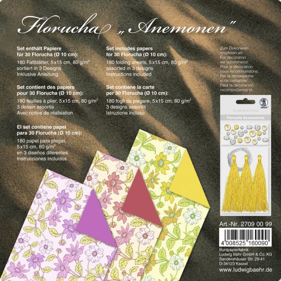 Set origami, 80 g/m2 - Florucha - Anemones