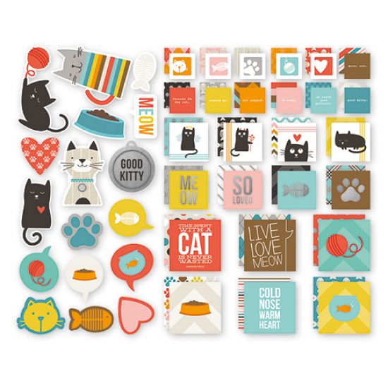 Set 24 etichete si 17 carduri cu fete diferit imprimate - Snap Insta Square Cat