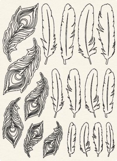 Set Paper Feathers - Shabby