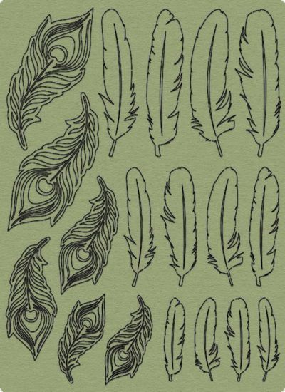 Set Paper Feathers - Shabby
