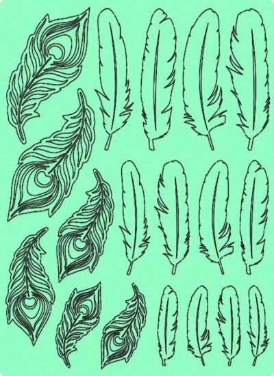 Set Paper Feathers - Indigo