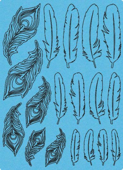 Set Paper Feathers - Indigo