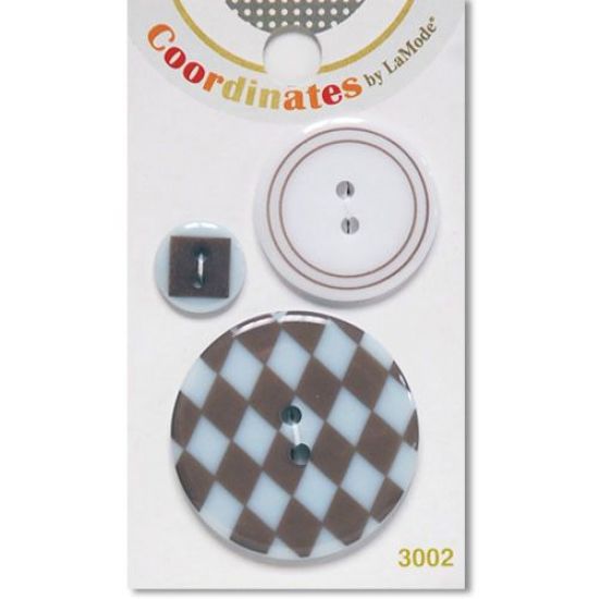 Set 3 nasturi din plastic, cu model - Blue Diamond