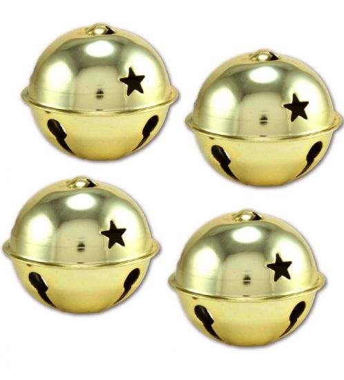 Set 4 clopotei capsulati din metal, cu stelute - aurii