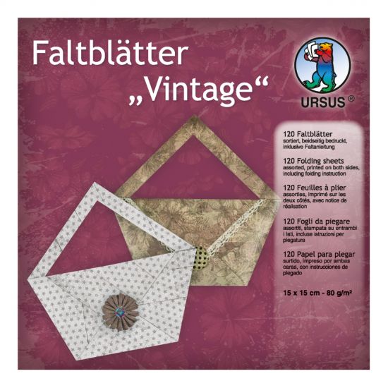 Set hartie origami, 15 x 15 cm, 80 g/m2 - Vintage