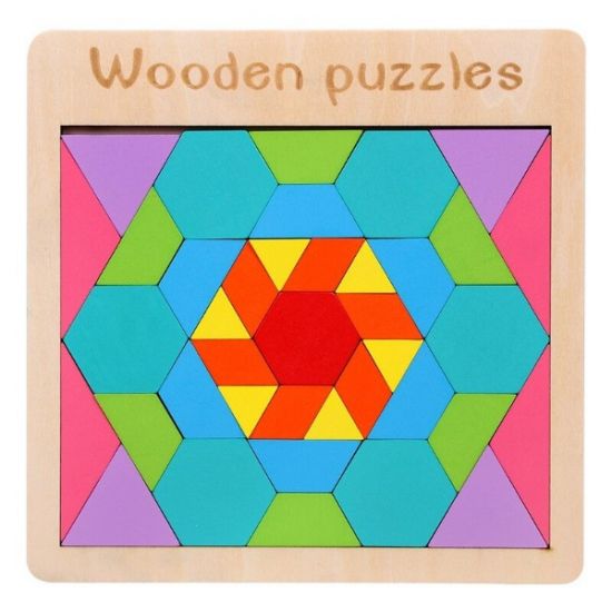 Tangram din lemn - Mozaic Mandala 39 piese