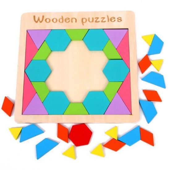Tangram din lemn - Mozaic Mandala 39 piese