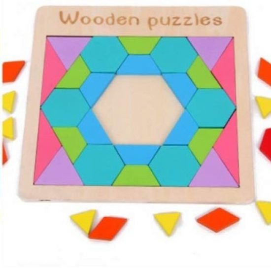 Tangram din lemn - Mozaic Mandala 39 piese