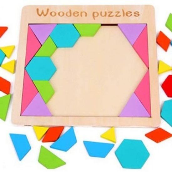 Tangram din lemn - Mozaic Mandala 39 piese