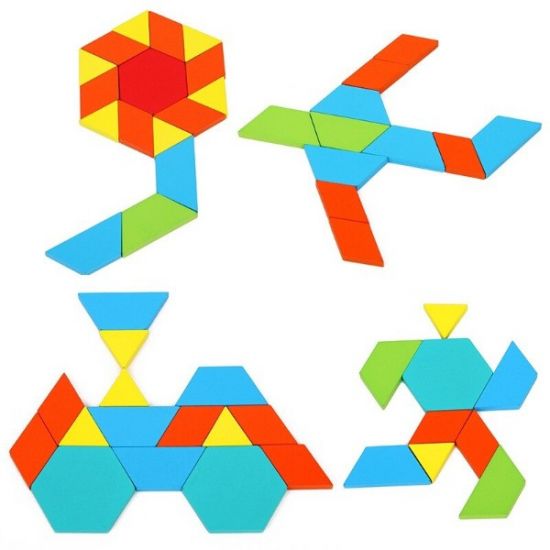 Tangram din lemn - Mozaic Mandala 39 piese