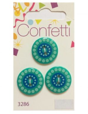 Set 3 nasturi din plastic, cu model - Turquoise Dots