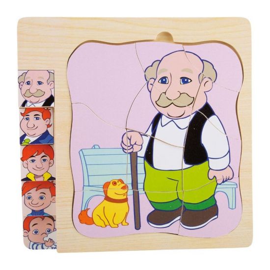Puzzle lemn 5 etaje suprapuse varstele omului - Bunicul