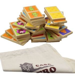 Set 28 piese mari de domino din lemn, pictate