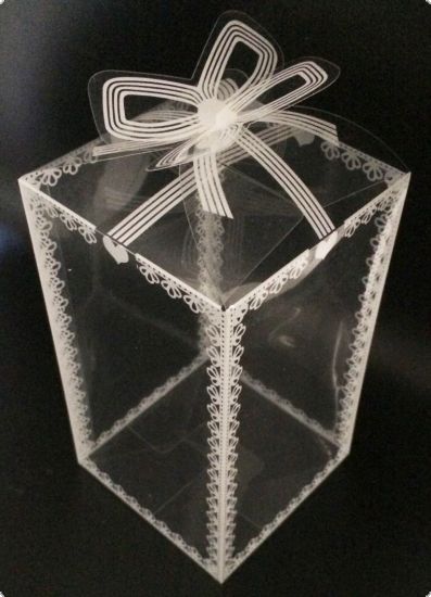 Cutie din plastic transparent, inchidere fundita