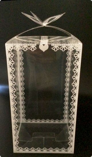 Cutie din plastic transparent, inchidere fundita