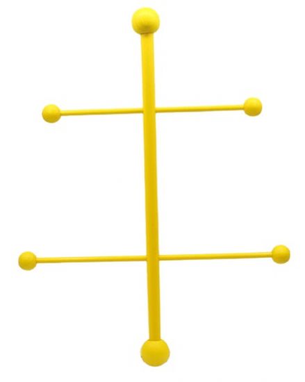 Bagheta din lemn colorat cu 2 transversale, 35 cm - Yellow