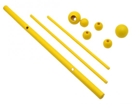 Bagheta din lemn colorat cu 2 transversale, 35 cm - Yellow