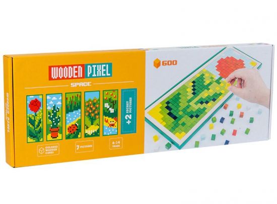 Joc mozaic din lemn, cu 600 piese - Flower Pixel