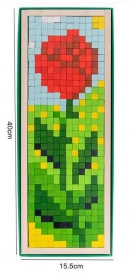 Joc mozaic din lemn, cu 600 piese - Flower Pixel