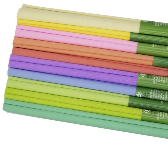 Set hartie creponata lata de 50 cm, 10 culori pastelate