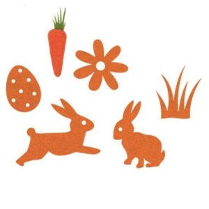 Set 6 forme din filz, tema Paste cu morcov - oranj