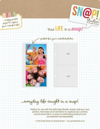 Set 10 mape Snap compartimentate pentru fotografii - Pink Vertical Pokets Pages