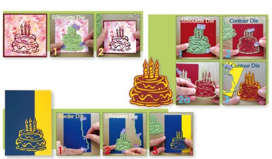 Set 3 matrite Leabilitie Silhouette - Birthday cake