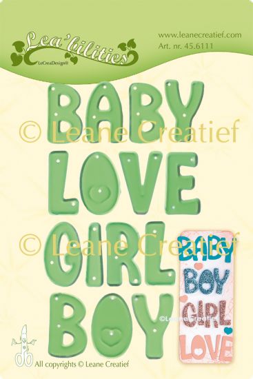 Set 15 matrite Leabilitie cutting die words - Baby,Boy, Girl, Love