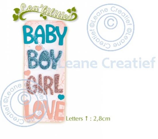 Set 15 matrite Leabilitie cutting die words - Baby,Boy, Girl, Love