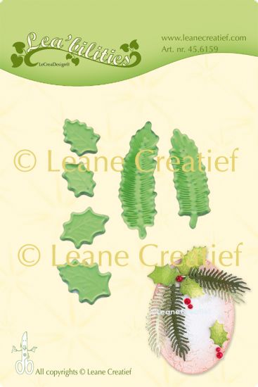 Set 6 matrite Leabilitie cut & embossing die - Holly & pine branches small