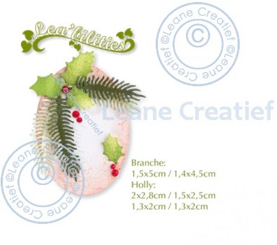 Set 6 matrite Leabilitie cut & embossing die - Holly & pine branches small