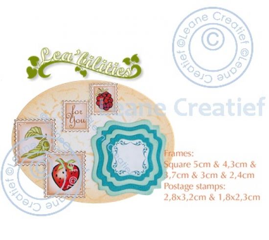 Set 7 matrite Leabilitie cut & embossing die - Frames swirl & postage stamps
