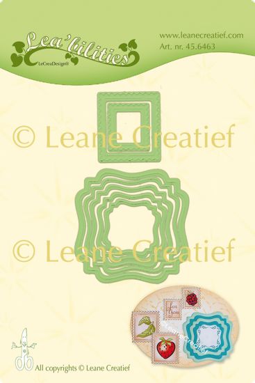 Set 7 matrite Leabilitie cut & embossing die - Frames swirl & postage stamps
