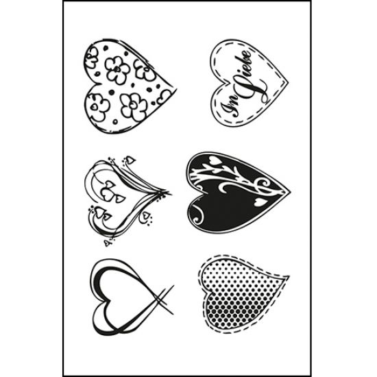 Set 6 stampile din silicon - Coeurs