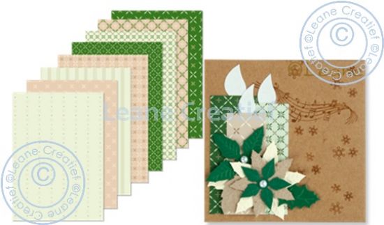 Set 16 coli A5 carton imprimat Christmas design- Beige/Green