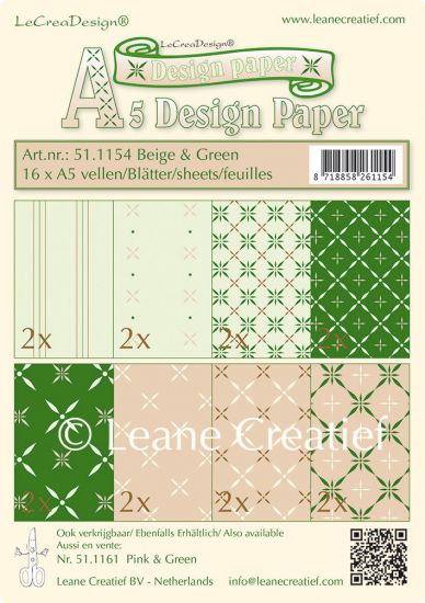 Set 16 coli A5 carton imprimat Christmas design- Beige/Green