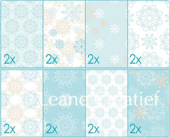 Set 16 coli A5 carton colorat Winter design - Assortiment Blue