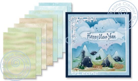 Set 16 coli A5 carton imprimat Scenery papers design - Blue/Green/Brown