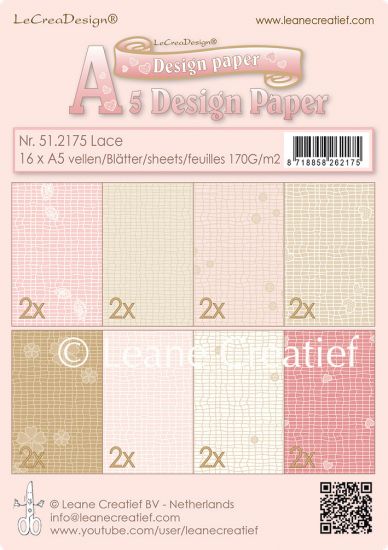 Set 16 coli A5 carton imprimat Lace - Assortiment Pink /Brown