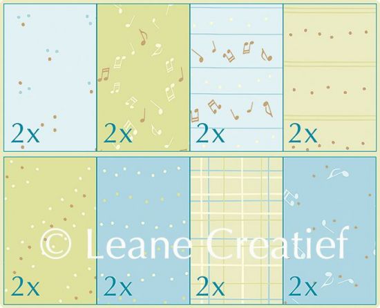 Set 16 coli A5 carton imprimat Music - Assortiment Blue/Green