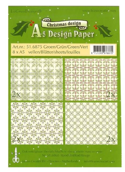 Set 8 coli A5 carton imprimat Christmas design - Green