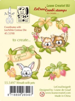 Set 13 stampile LeCrea Design Combi - Wreath with pets